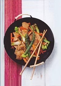 wok de porc mariné et légumes primeurs